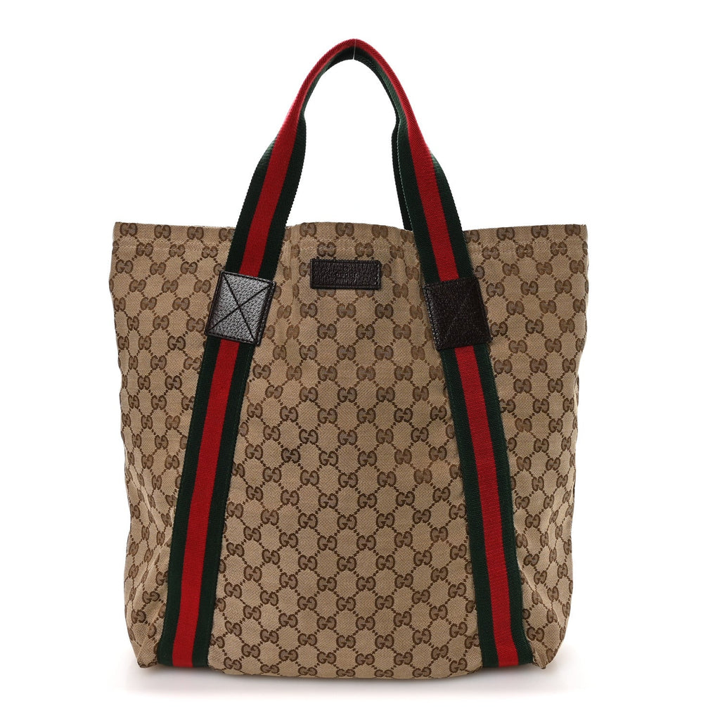 GG Monogram Medium Web Handle Vertical Tote Dark Brown wholesalehk.shop