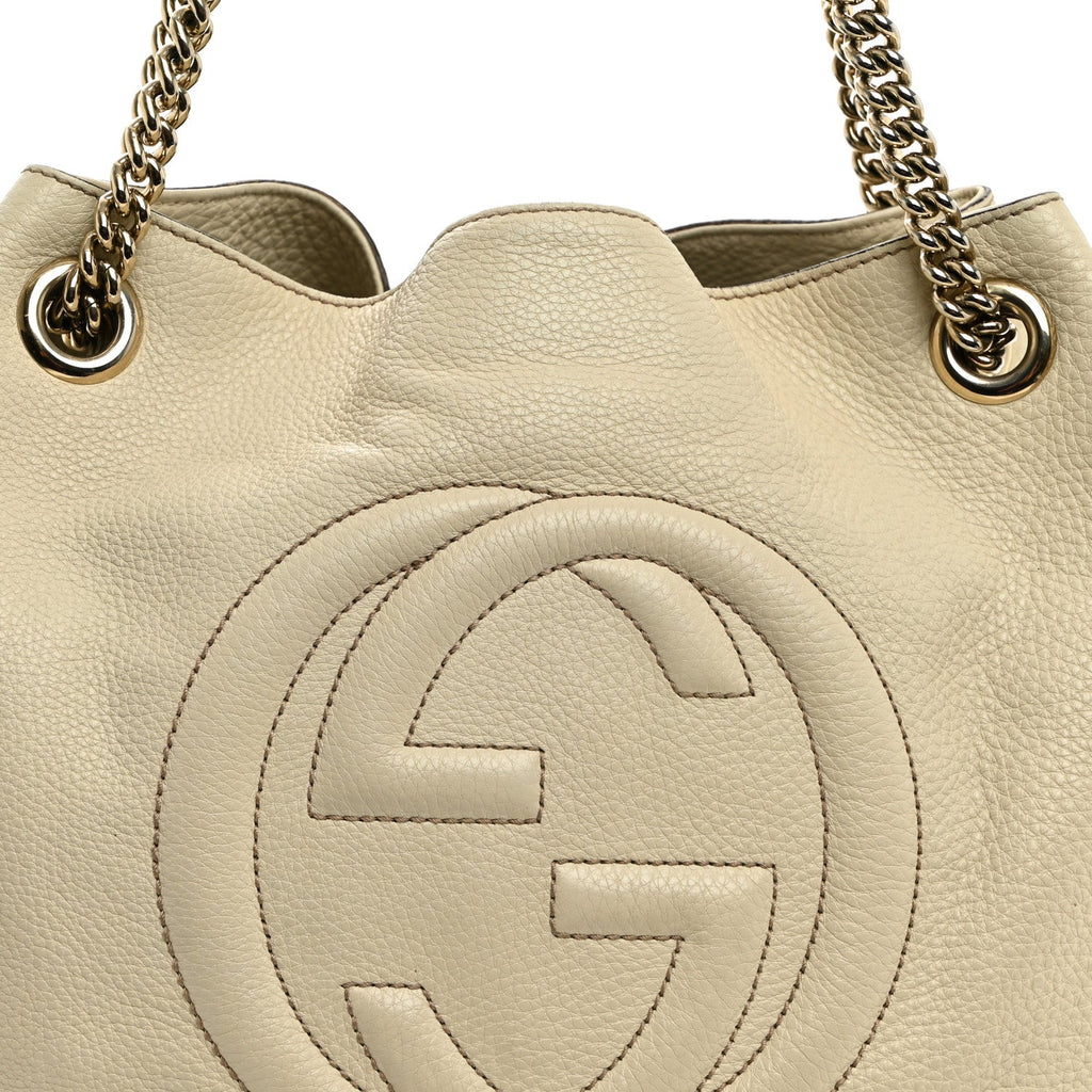Pebbled Calfskin Medium Soho Chain Shoulder Bag Off White wholesalehk.shop