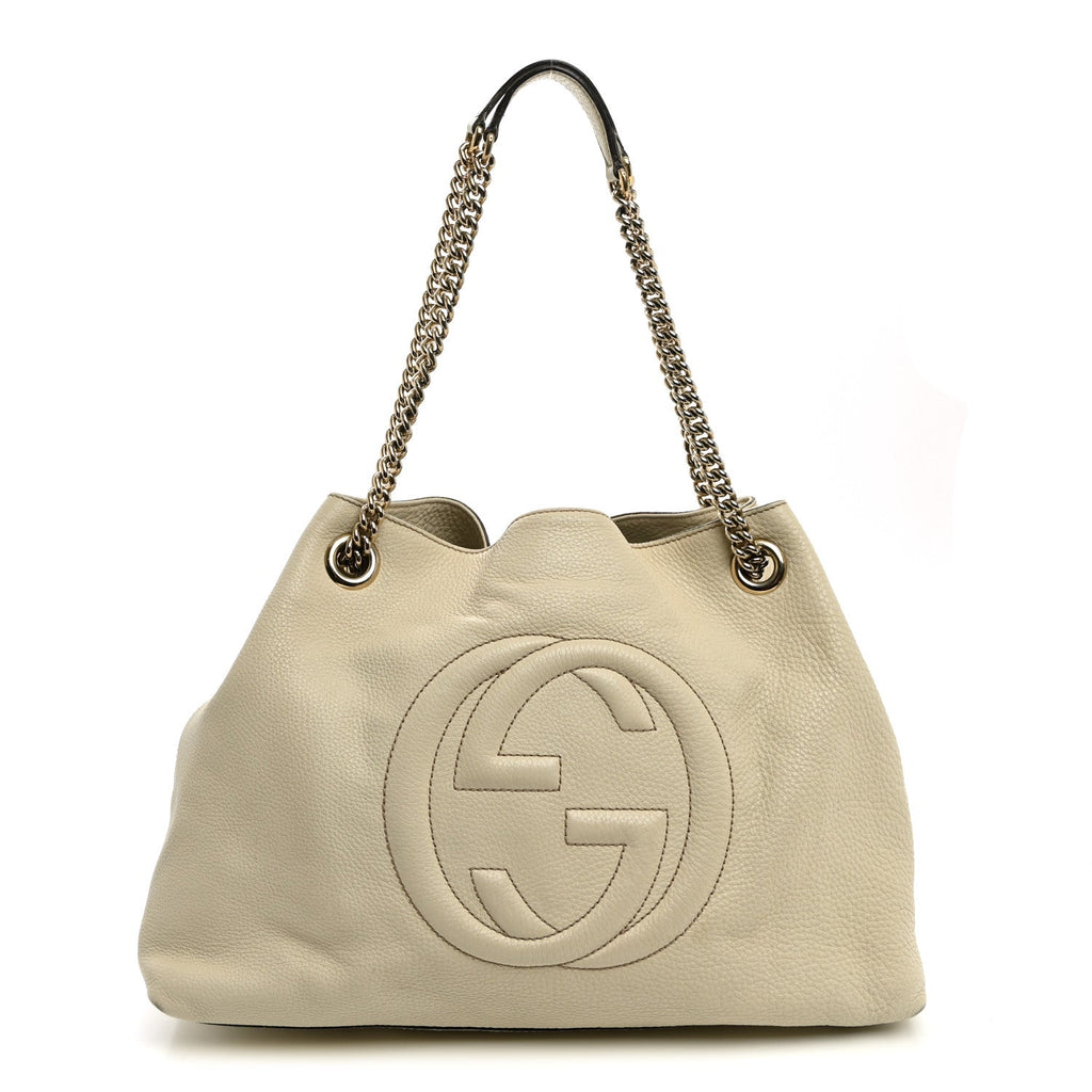 Pebbled Calfskin Medium Soho Chain Shoulder Bag Off White wholesalehk.shop