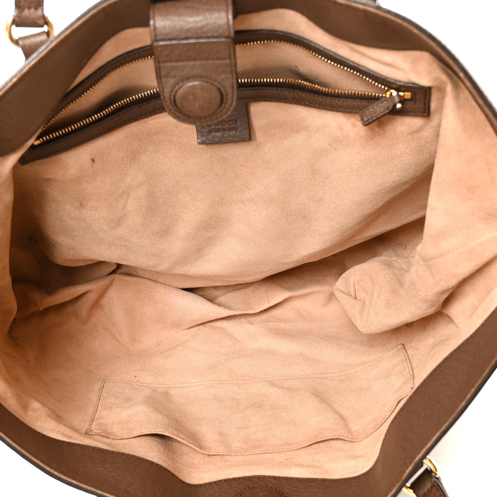 GG Supreme Monogram Medium Ophidia Shopping Tote Brown wholesalehk.shop