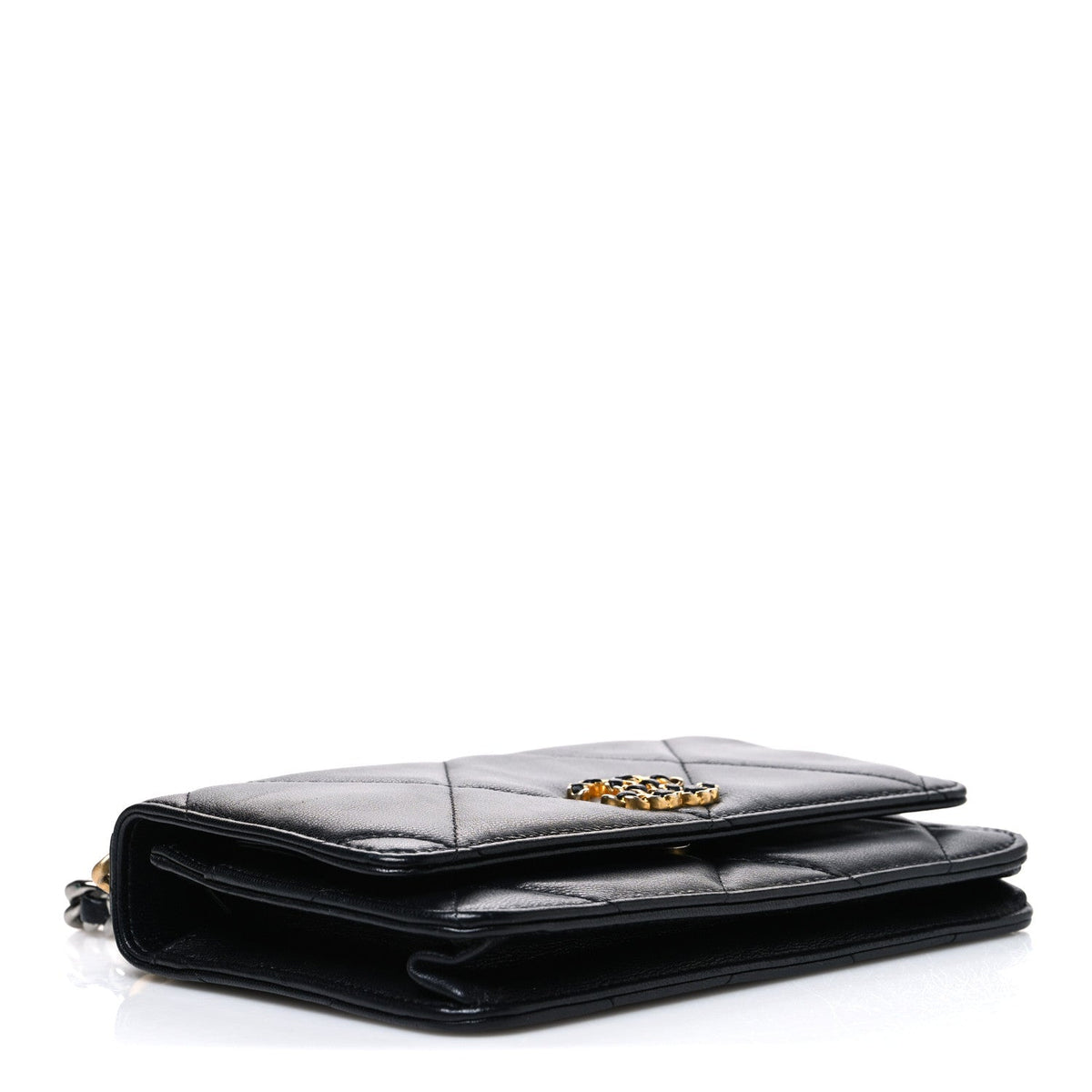 Goatskin Quilted Chanel 19 Wallet On Chain WOC Black wholesalehk.shop