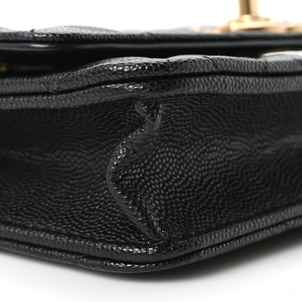 Caviar Quilted Camellia Wallet On Chain WOC Black wholesalehk.shop