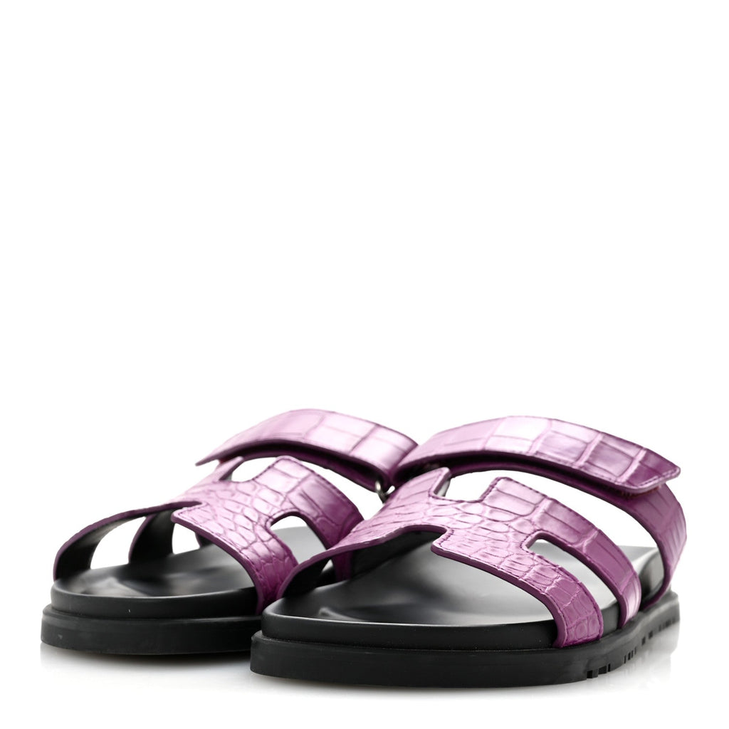 Matte Alligator Womens Chypre Sandals 38.5 Anemone wholesalehk.shop