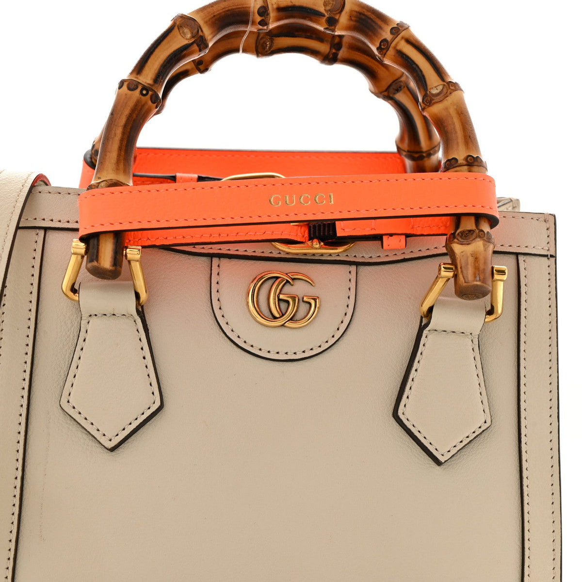 Wonka Grain Calfskin Mini Diana Tote Bag Mystic White Orange Fluo wholesalehk.shop