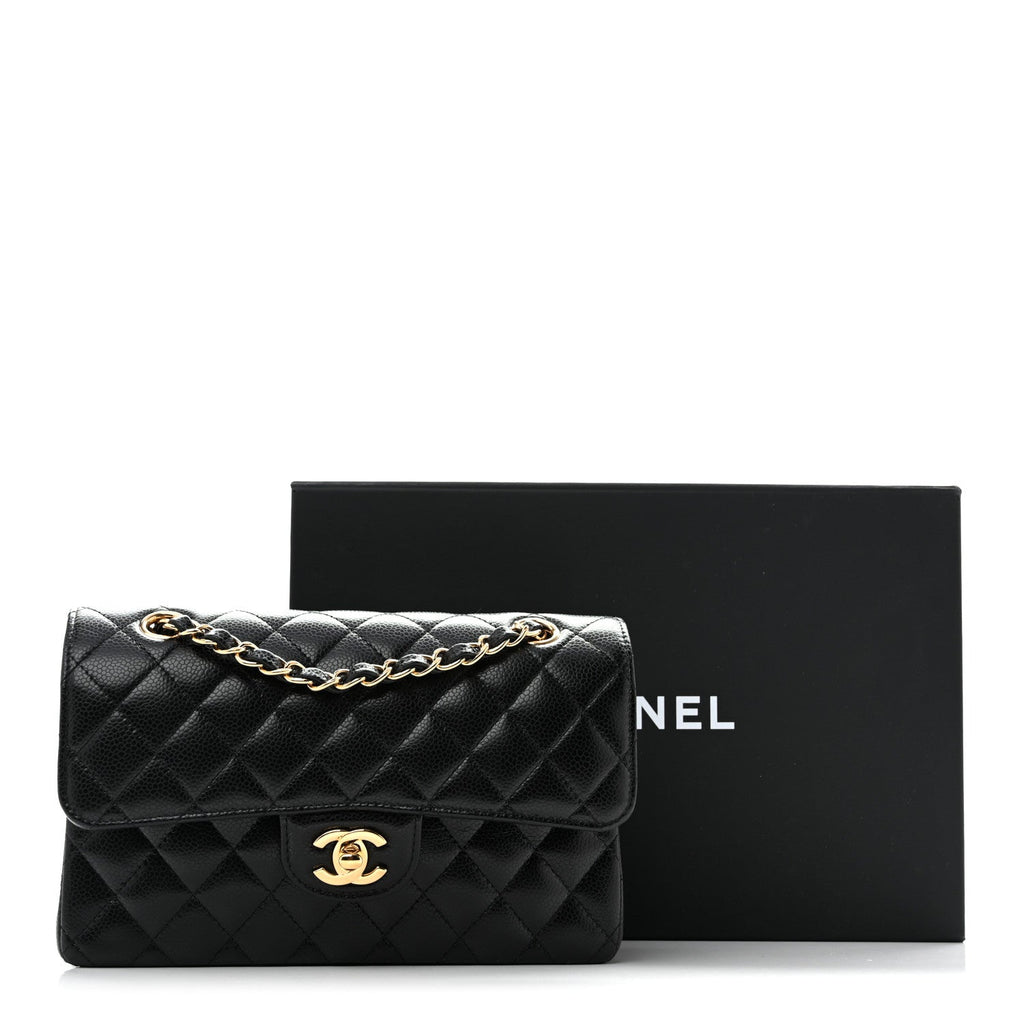 Caviar Quilted Small Double Flap Black wholesalehk.shop