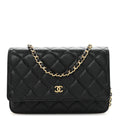 Caviar Quilted Wallet on Chain WOC Black wholesalehk.shop