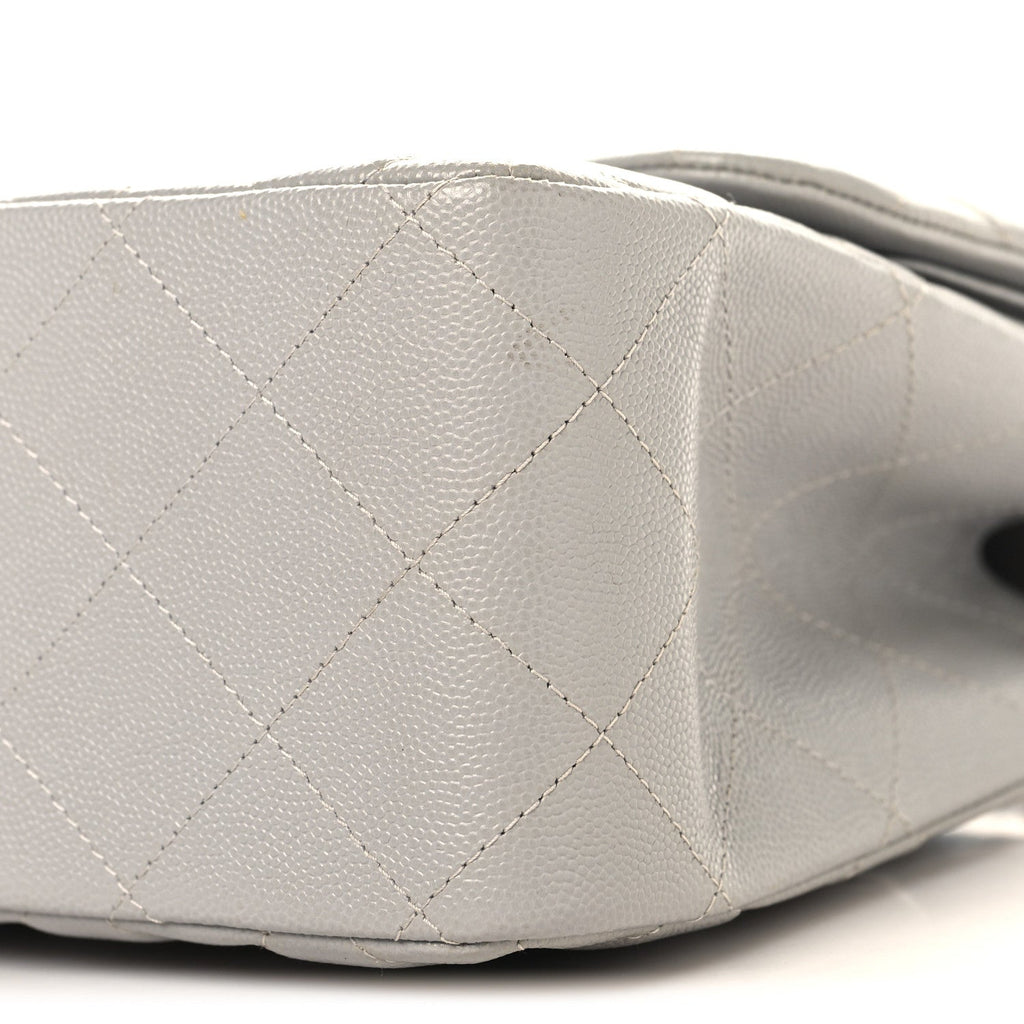 Caviar Quilted Jumbo Double Flap Grey wholesalehk.shop