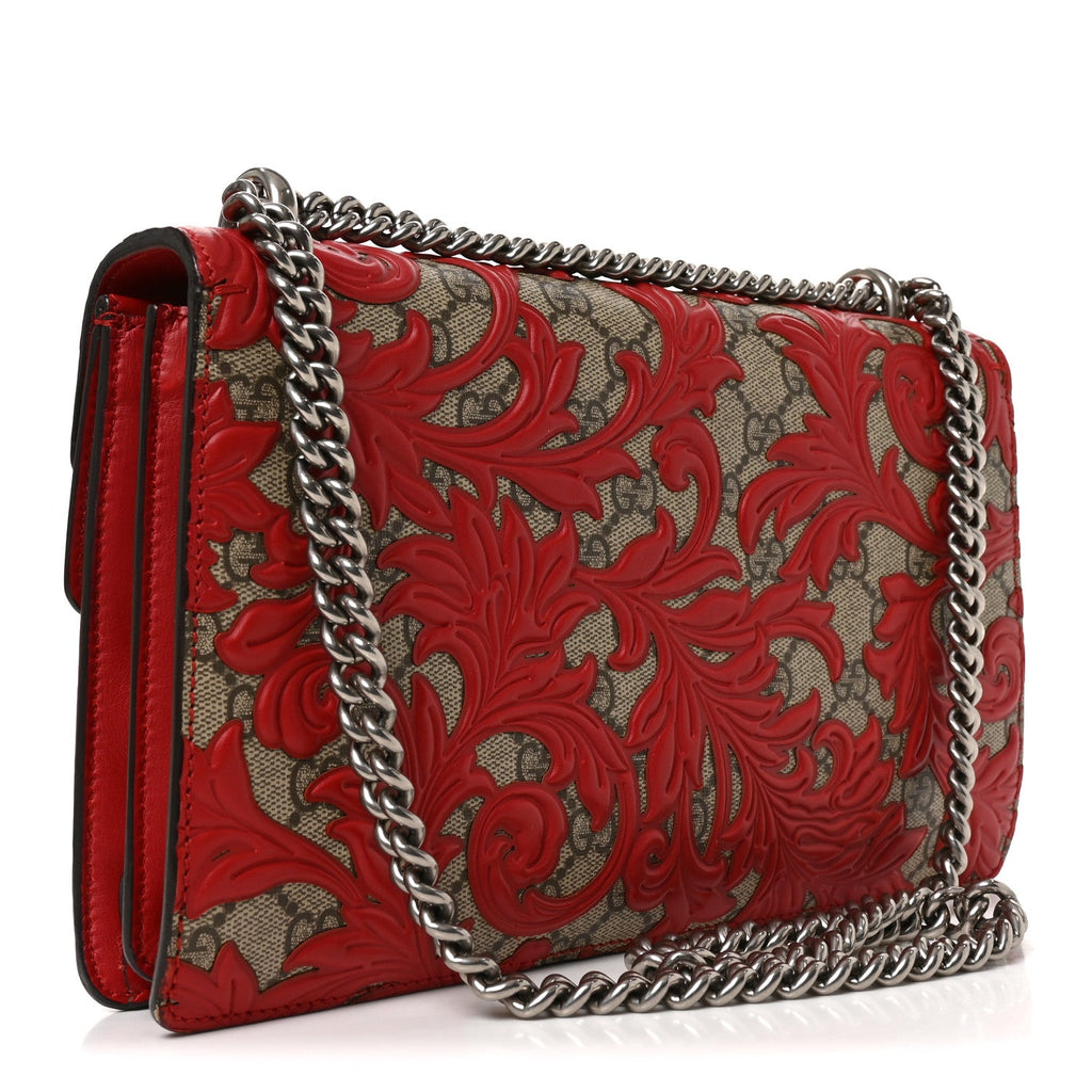 GG Supreme Monogram Arabesque Dionysus Shoulder Bag Hibiscus Red wholesalehk.shop
