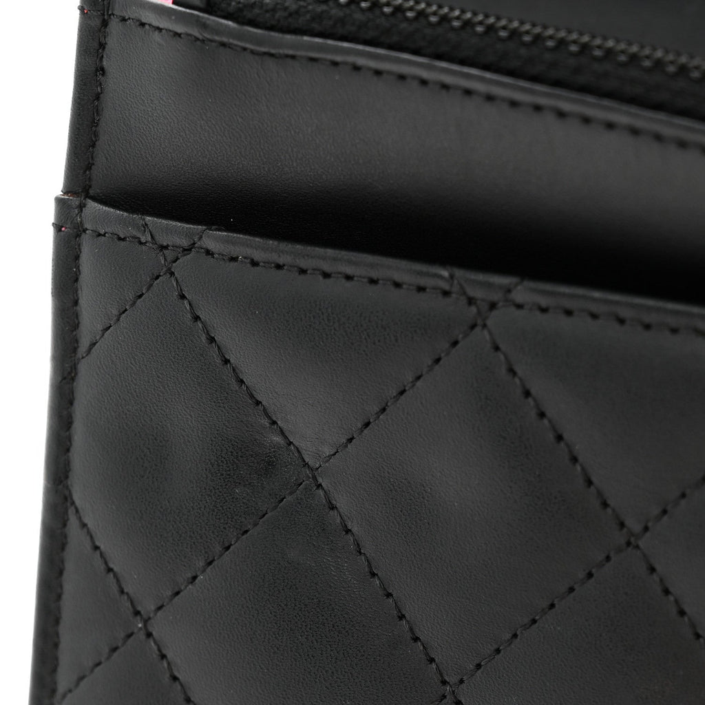 Calfskin Quilted Cambon Wallet on Chain WOC Black wholesalehk.shop