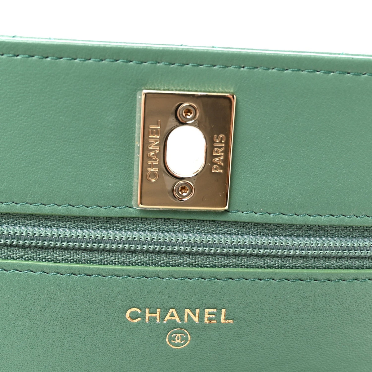 Lambskin Quilted Trendy CC Wallet On Chain WOC Green wholesalehk.shop
