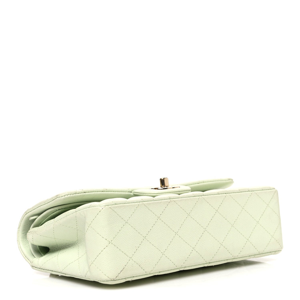 Caviar Quilted Small Double Flap Light Green wholesalehk.shop