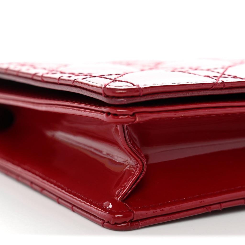 Patent Cannage Lady Dior Clutch Red Red wholesalehk.shop