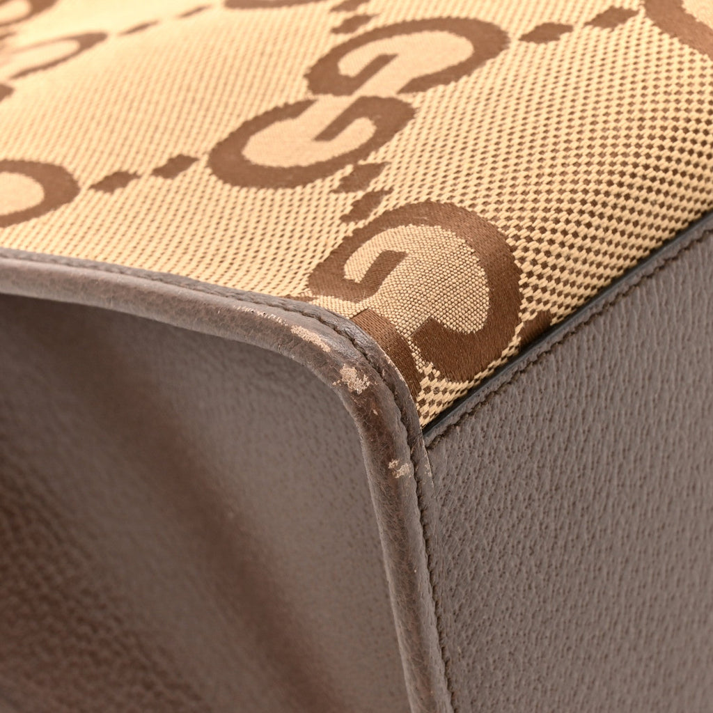 Monogram Jumbo GG Textured Dollar Calfskin Web Tote Bag Camel Ebony New Acero wholesalehk.shop