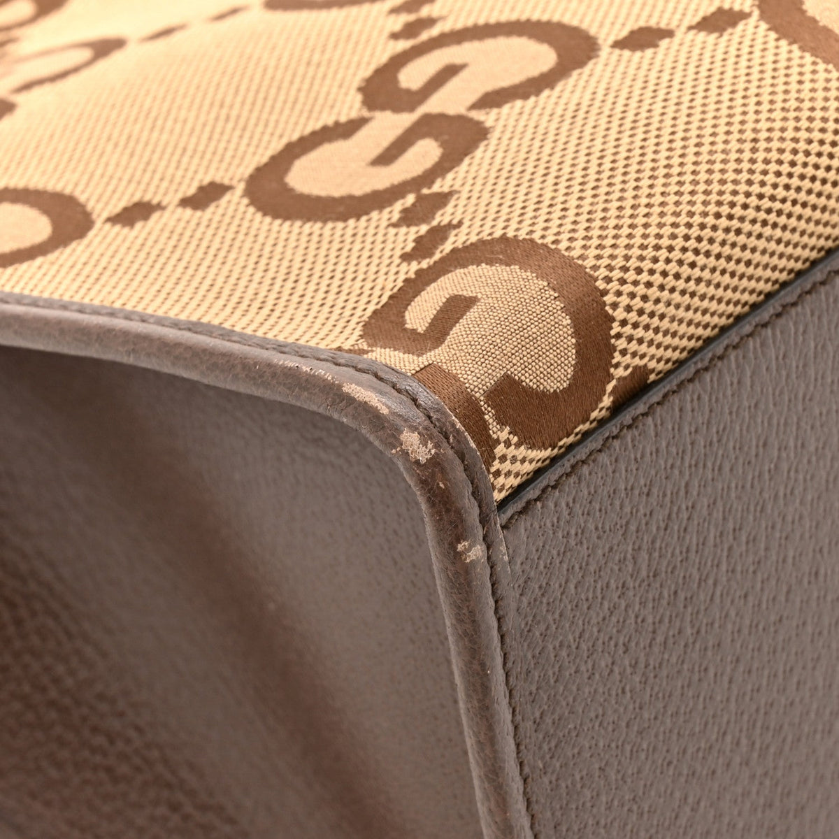 Monogram Jumbo GG Textured Dollar Calfskin Web Tote Bag Camel Ebony New Acero wholesalehk.shop
