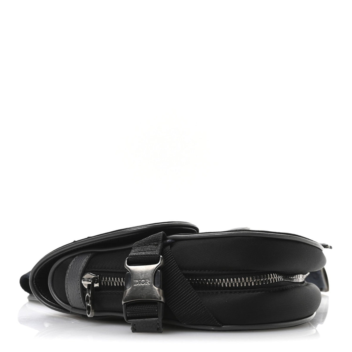 X Sacai Grained Calfskin Technical Fabric Mens Saddle Bag Black wholesalehk.shop