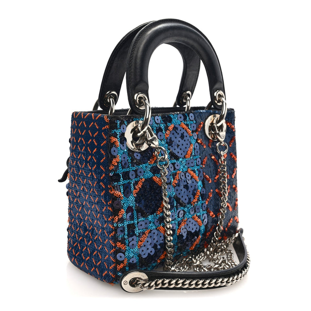 Sequin Lambskin Esprit Tokyo Mini Lady Dior Blue Multicolor wholesalehk.shop