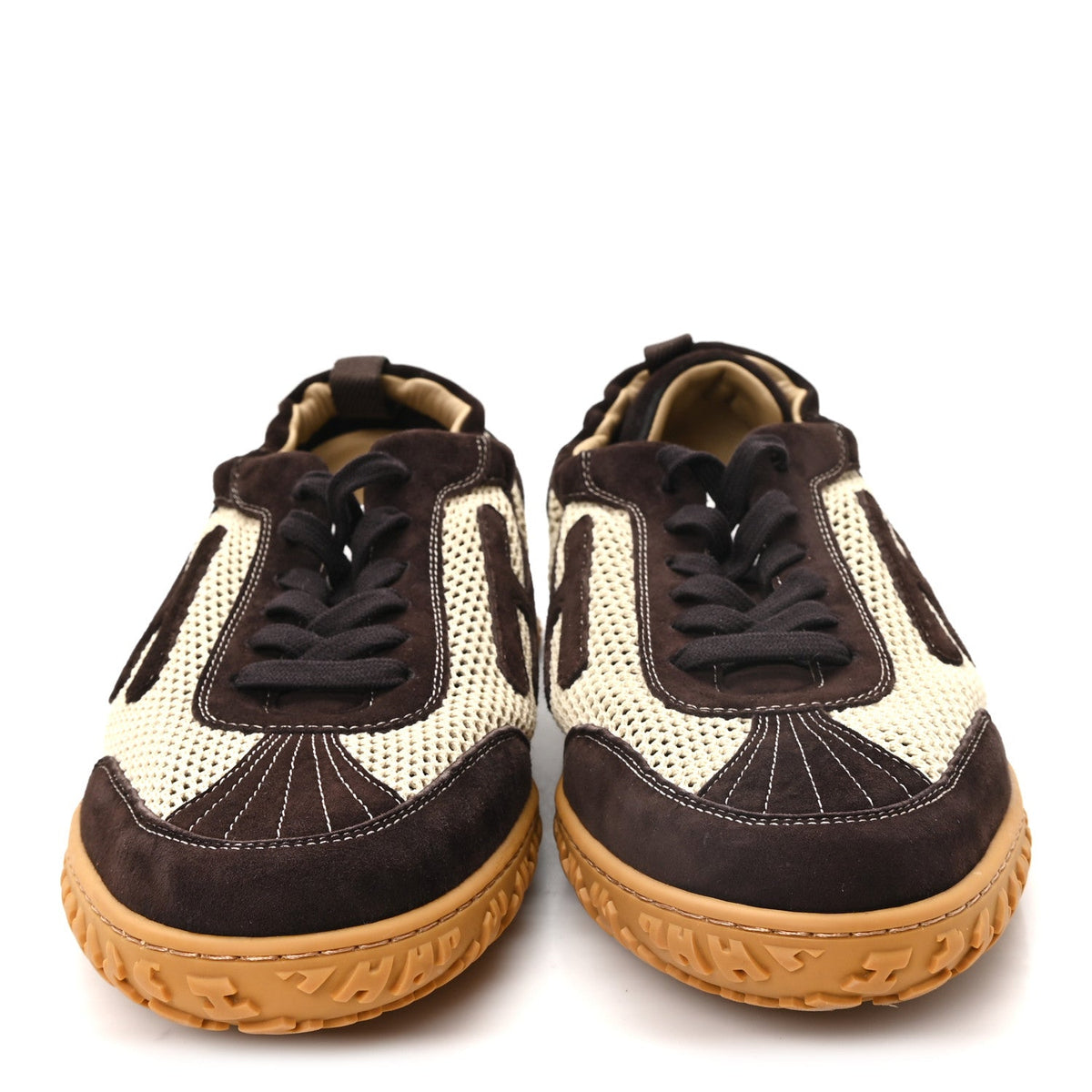 Crochet Knit Suede Goatskin Mens Jet Sneakers 44.5 Beige Lin Marron Ebene wholesalehk.shop