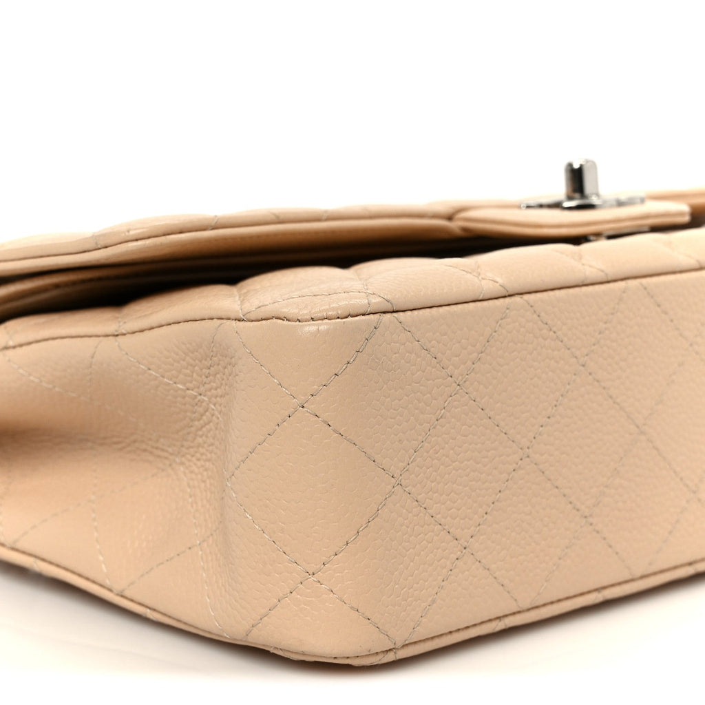 Caviar Quilted Medium Double Flap Beige wholesalehk.shop
