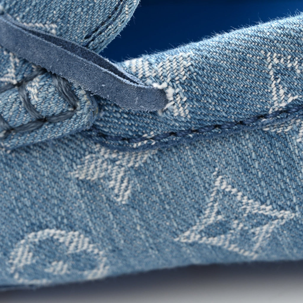 Monogram Denim Mens Driver Moccasin Loafers 8 Blue £¨ Direct shipment via from wholesalehk.shop