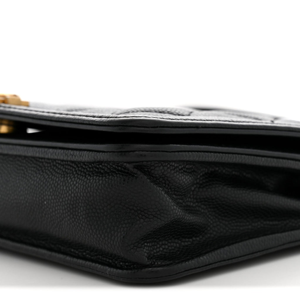 Caviar Quilted Boy Wallet On Chain WOC Black wholesalehk.shop
