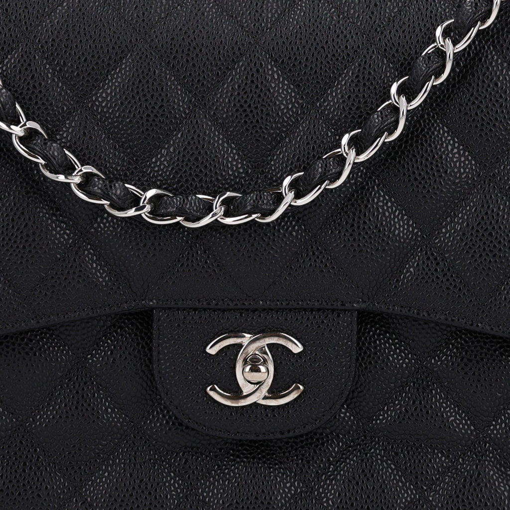 Caviar Quilted Jumbo Double Flap Black wholesalehk.shop