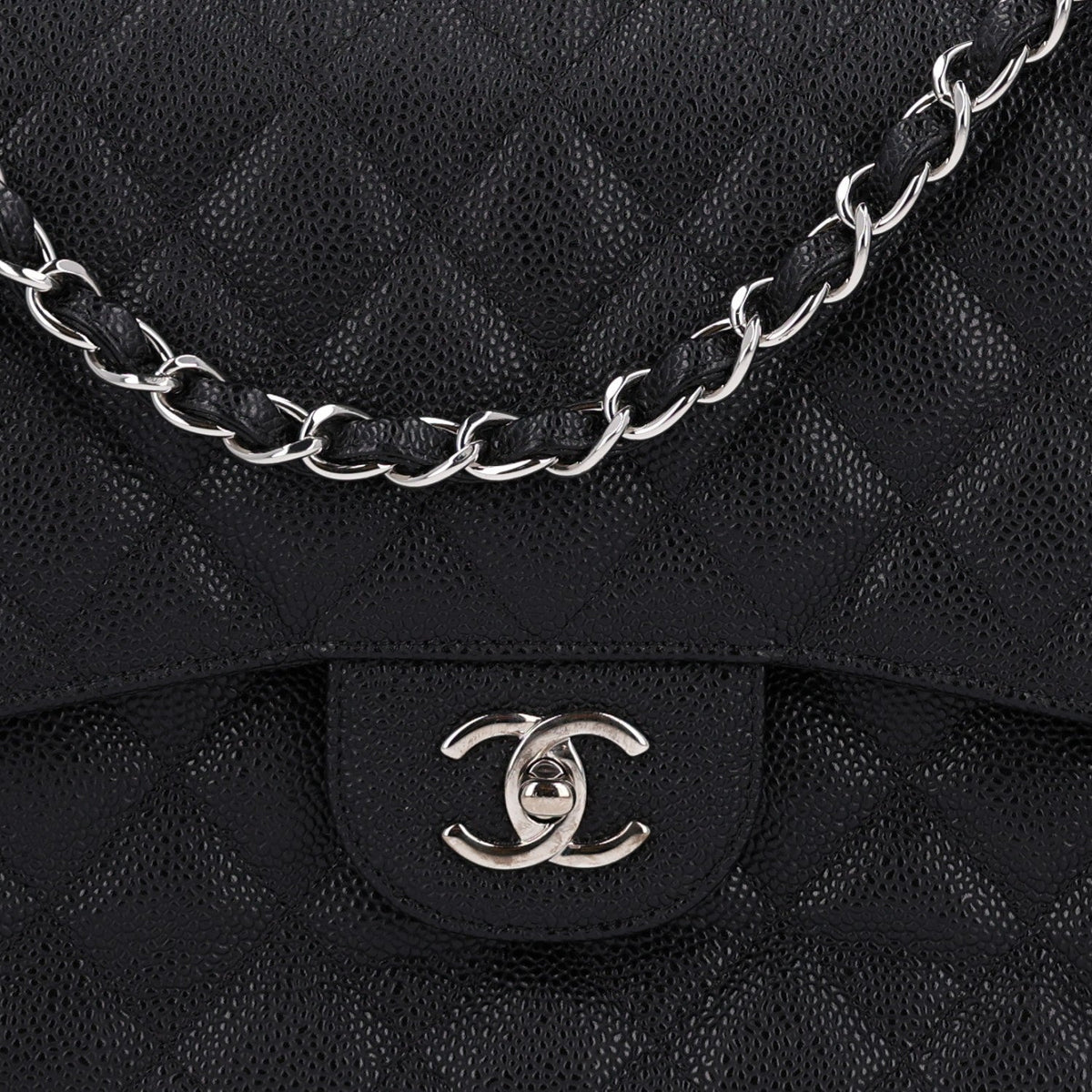 Caviar Quilted Jumbo Double Flap Black wholesalehk.shop