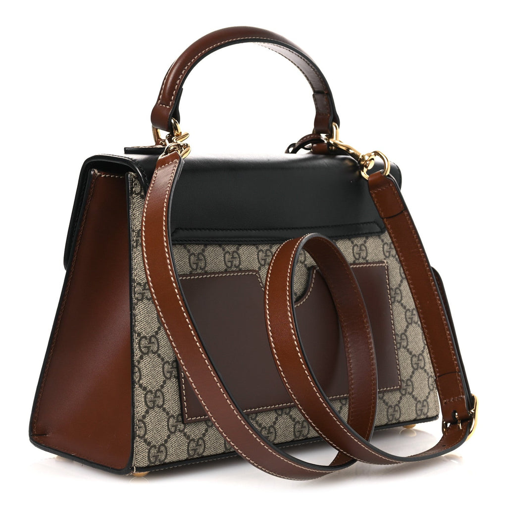 GG Supreme Monogram Calfskin Small Padlock Top Handle Bag Beige Black Cuir £¨ Direct shipment via from wholesalehk.shop