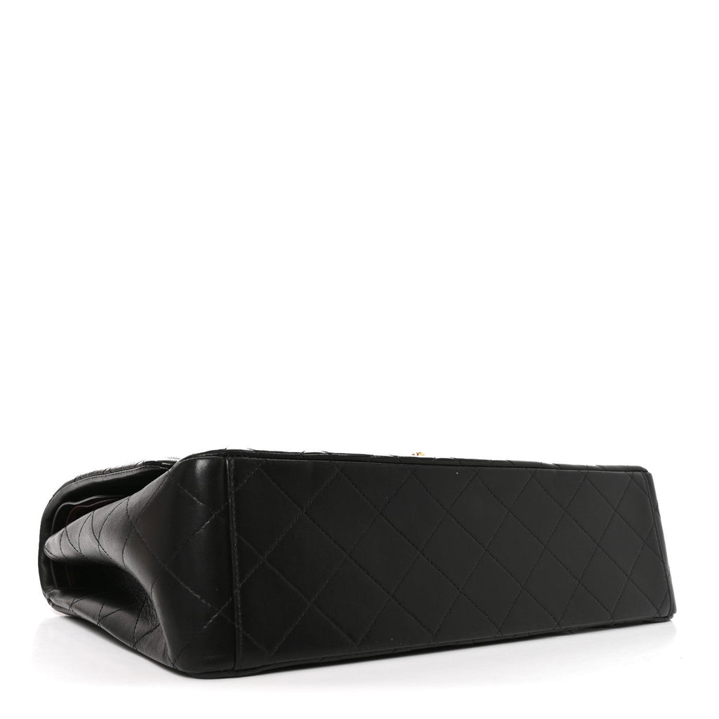Lambskin Quilted Maxi Double Flap Black wholesalehk.shop