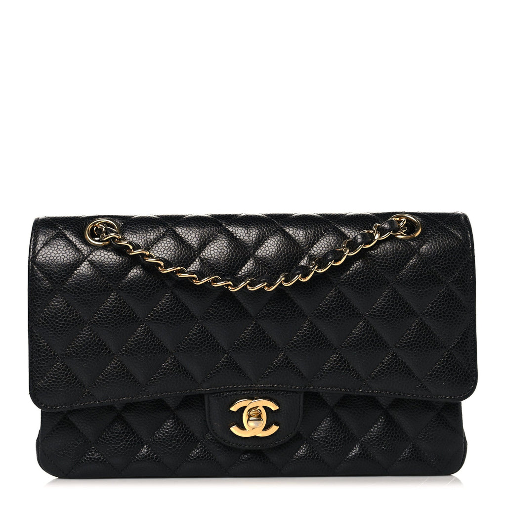 Caviar Quilted Medium Double Flap Black wholesalehk.shop