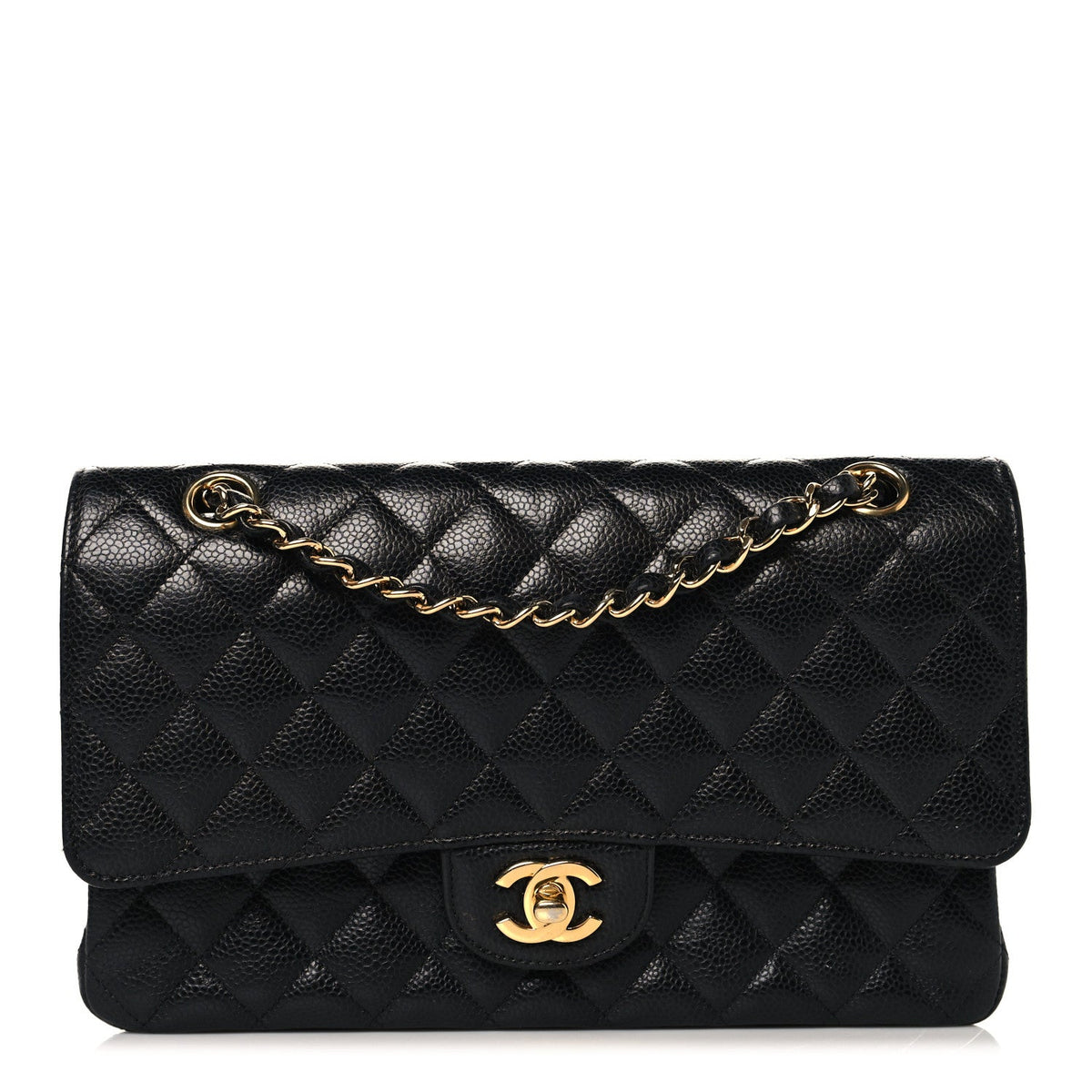 Caviar Quilted Medium Double Flap Black wholesalehk.shop