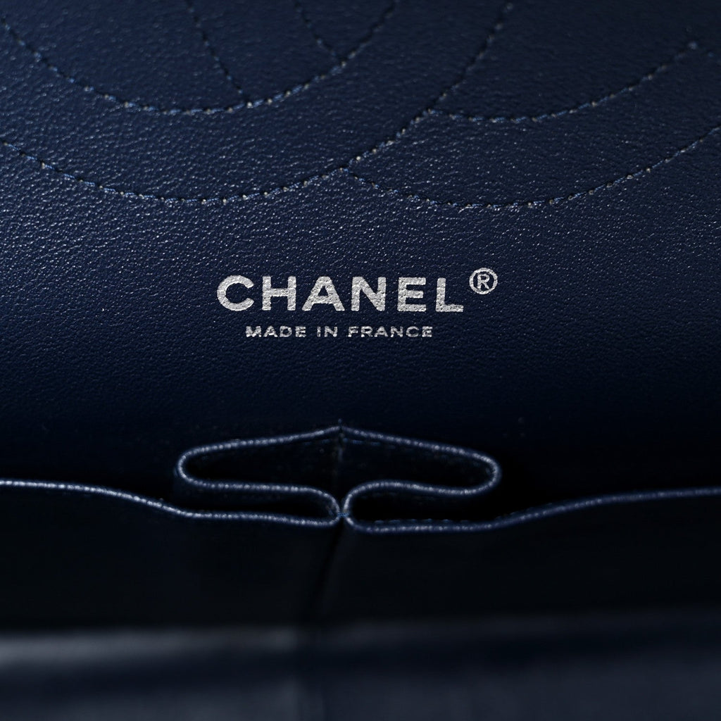 Lambskin Quilted Jumbo Double Flap Navy wholesalehk.shop