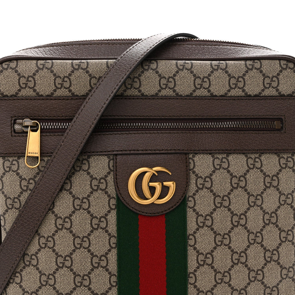 GG Supreme Monogram Web Medium Ophidia Messenger Bag Brown wholesalehk.shop