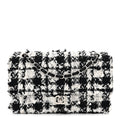Tweed Sequin Quilted Medium Double Flap Black White wholesalehk.shop