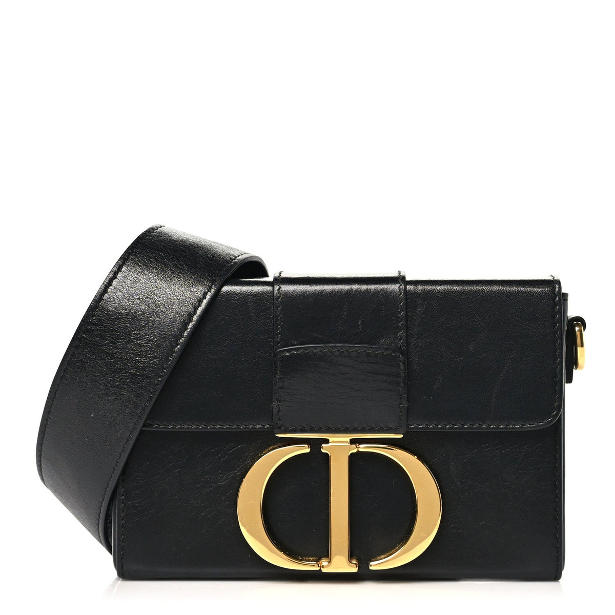 Crackled Lambskin 30 Montaigne Box Bag Black wholesalehk.shop