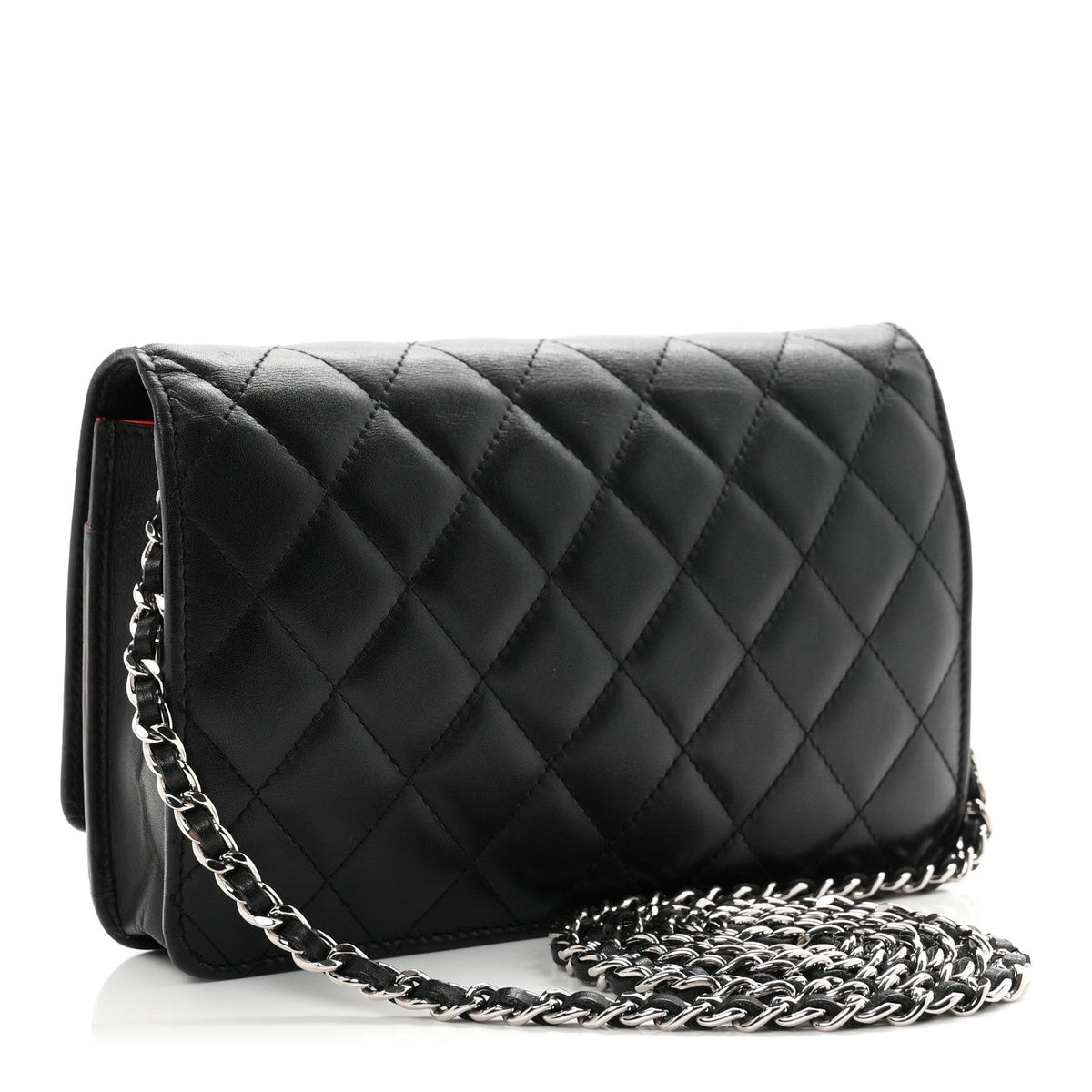 Calfskin Quilted Cambon Wallet on Chain WOC Black wholesalehk.shop