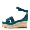 Suede Goatskin Elda Espadrille Wedge Sandals 38 Vert Oxford wholesalehk.shop