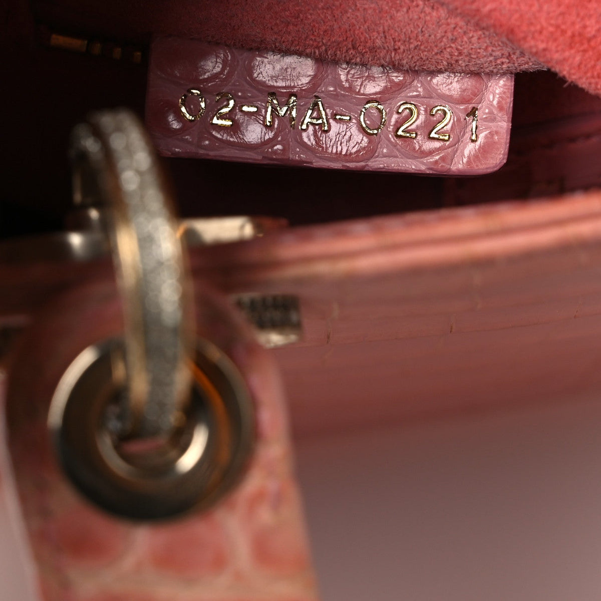 Alligator Crystal Mini Lady Dior Pink wholesalehk.shop
