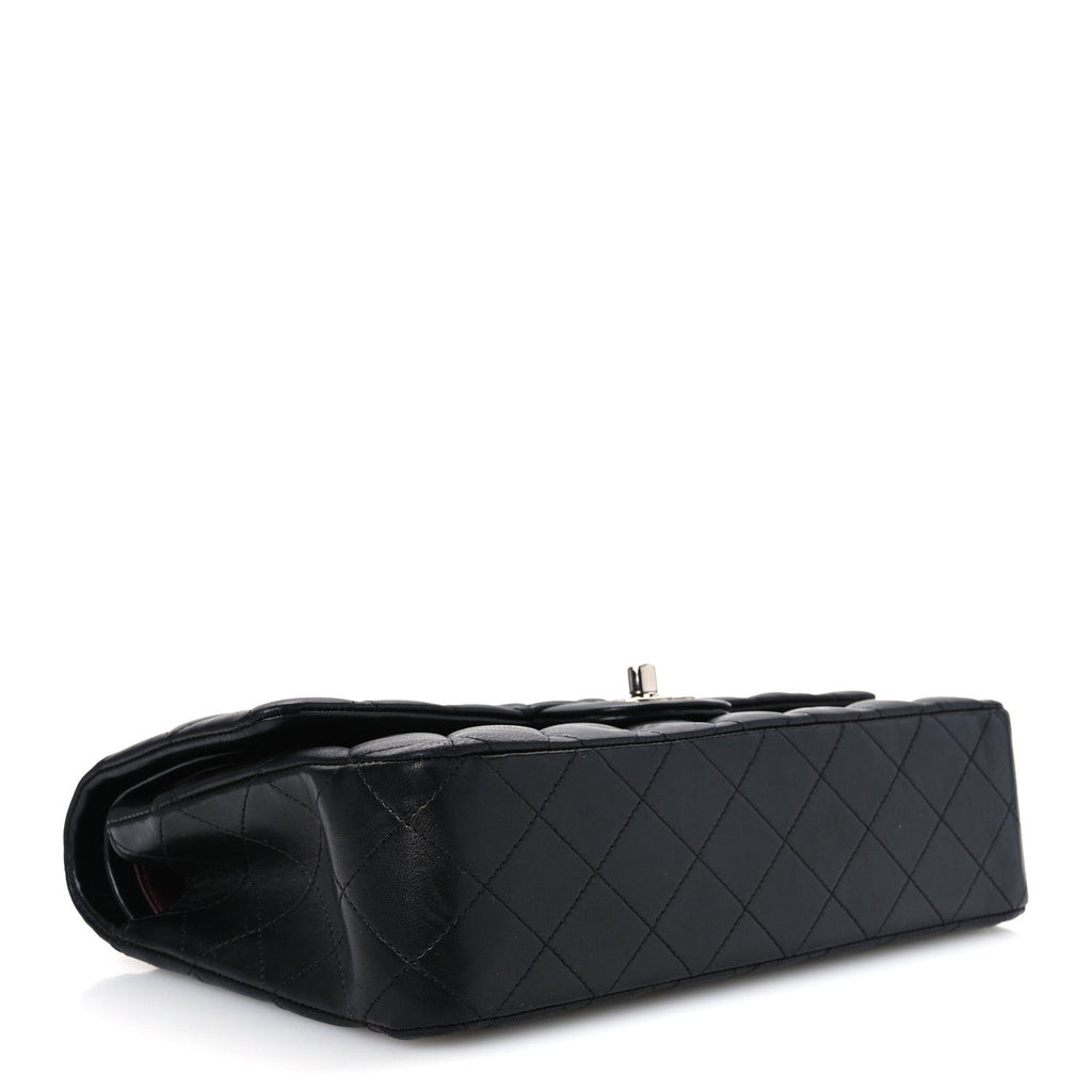 Lambskin Quilted Medium Double Flap Black Black wholesalehk.shop