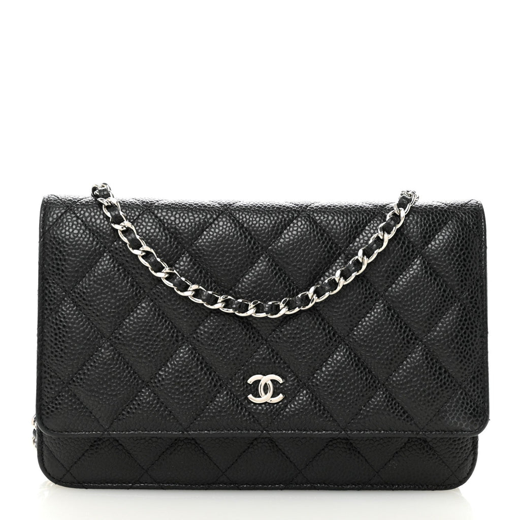 Caviar Quilted Wallet on Chain WOC Black wholesalehk.shop