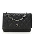 Caviar Quilted Wallet on Chain WOC Black wholesalehk.shop