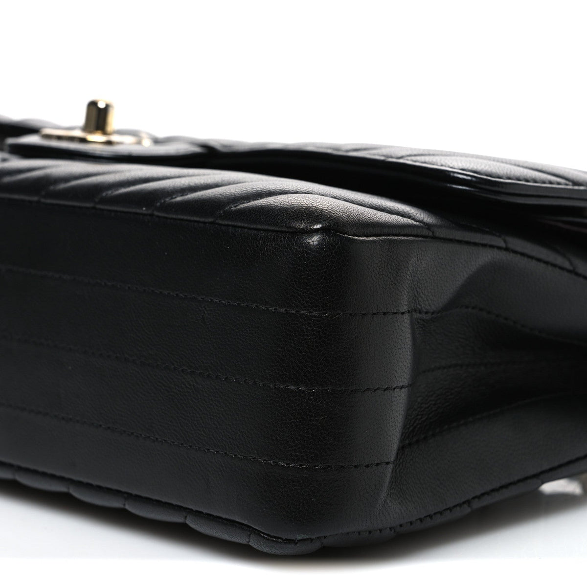Lambskin Chevron Quilted Medium Double Flap Black wholesalehk.shop