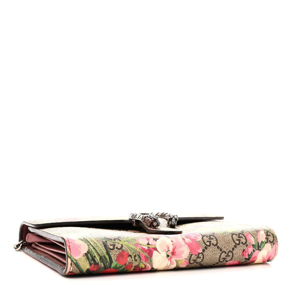 GG Supreme Monogram Blooms Mini Dionysus Chain Wallet Beige Multicolor Dry Rose wholesalehk.shop