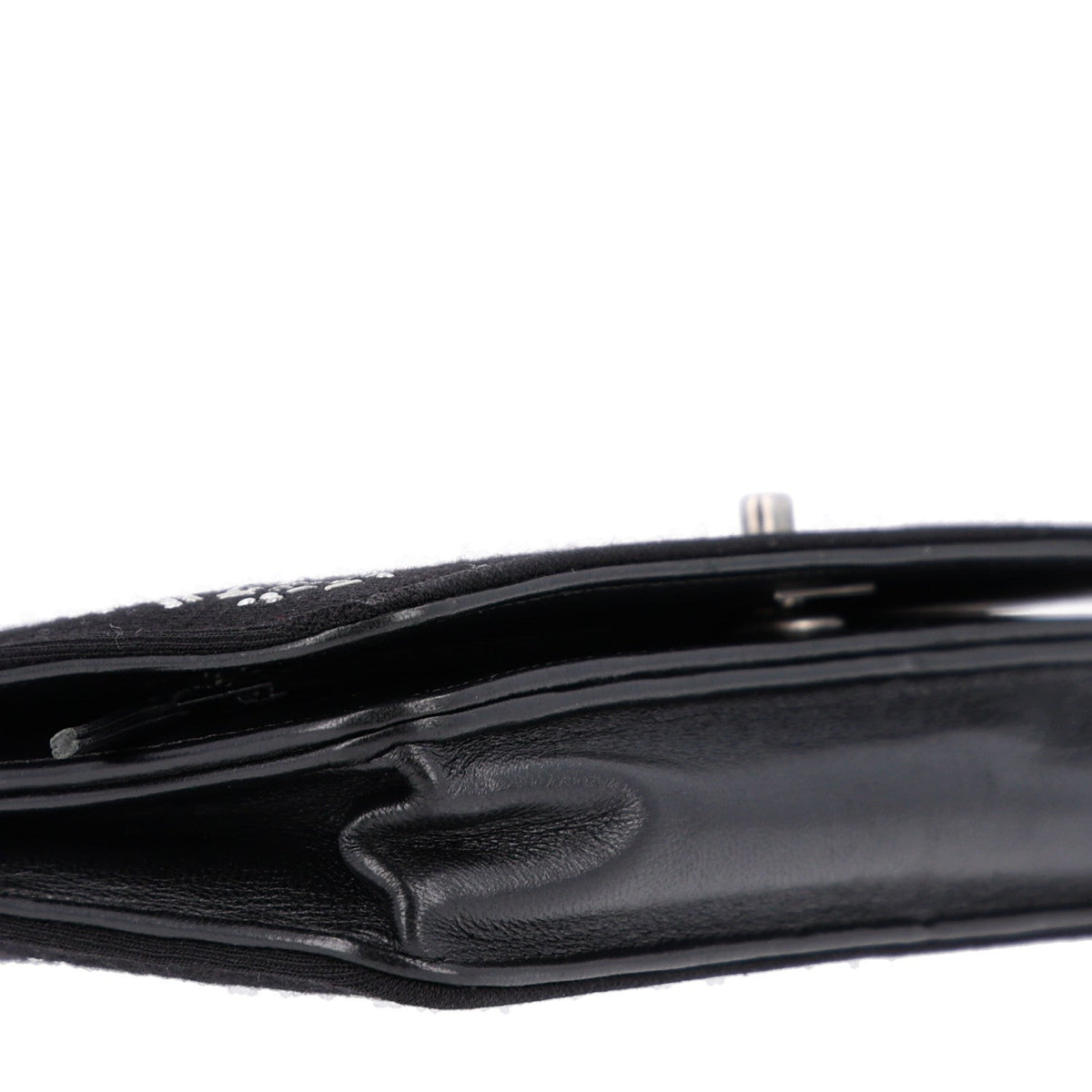 Lambskin Embellished Quilted Wallet On Chain WOC Black wholesalehk.shop