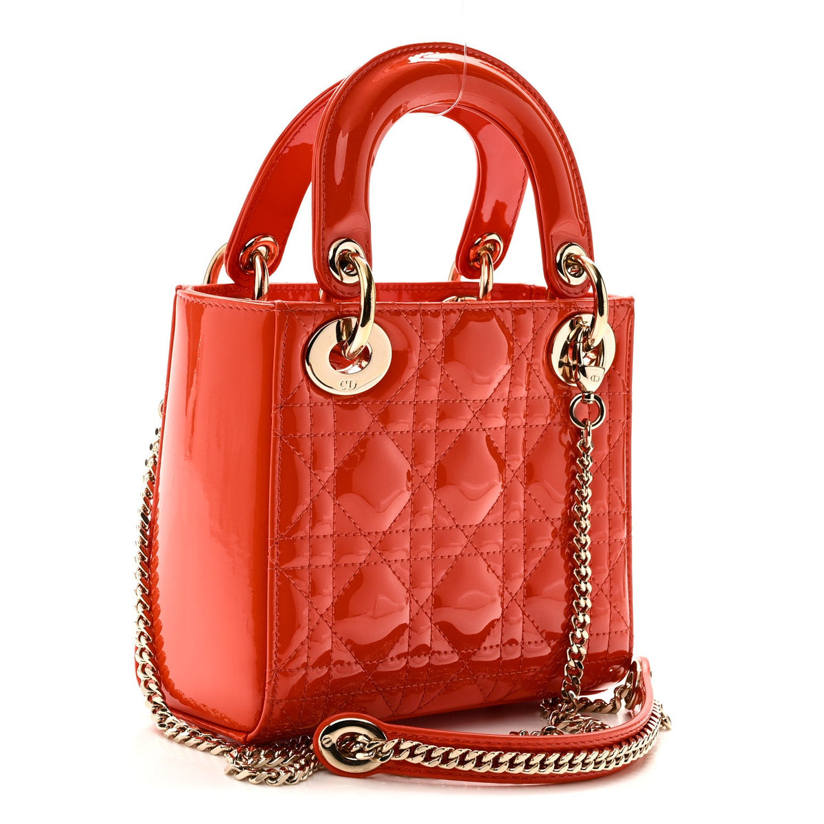 Patent Cannage Mini Lady Dior Orange wholesalehk.shop