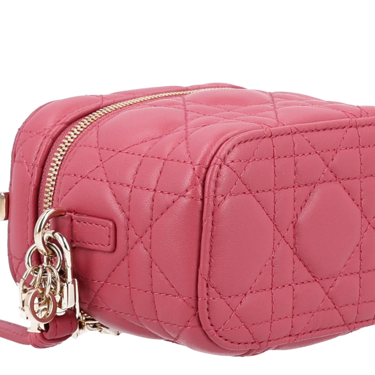 Lambskin Cannage Micro Vanity Case Strawberry Pink wholesalehk.shop