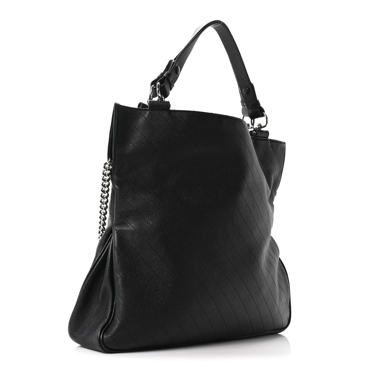 Sakai Be Green Calfskin Diagonal Stitched Medium Blondie Tote Black wholesalehk.shop
