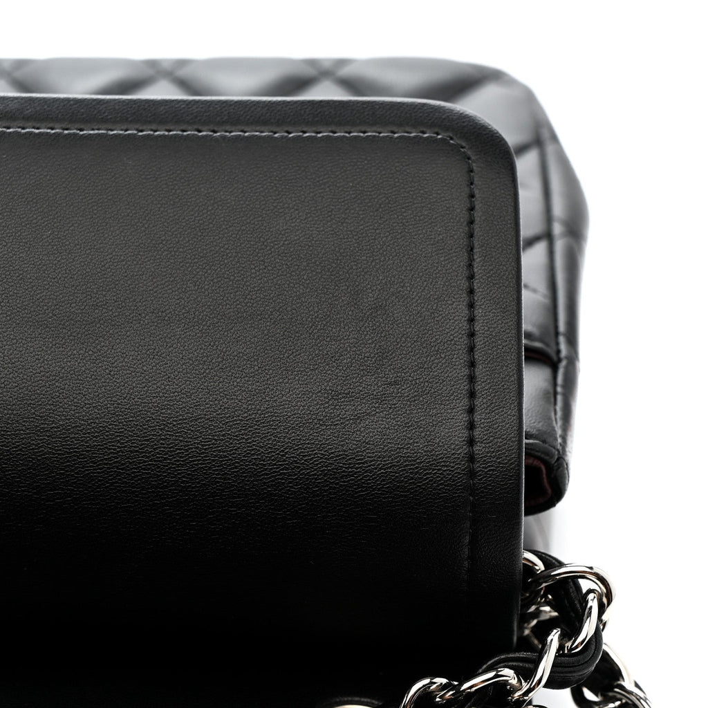 Lambskin Quilted Jumbo Double Flap Black wholesalehk.shop