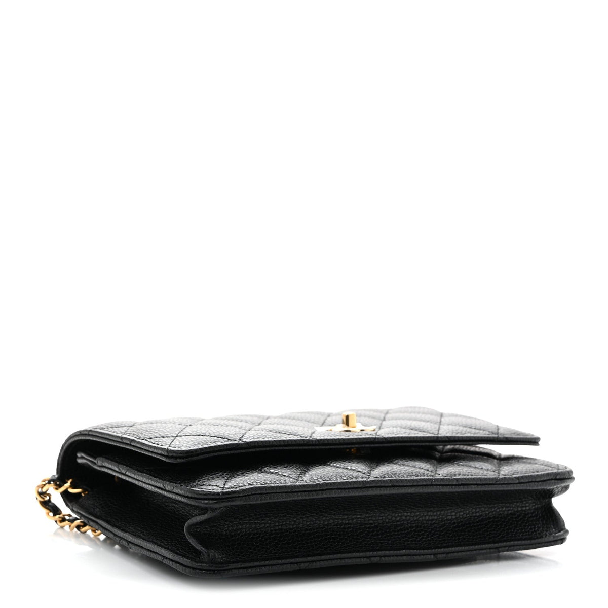 Caviar Quilted CC Turnlock Wallet On Chain WOC Black wholesalehk.shop