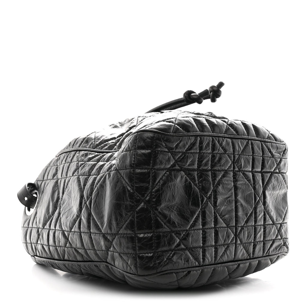 Crinkled Calfskin Macrocannage Medium D-Motion Bag Black wholesalehk.shop