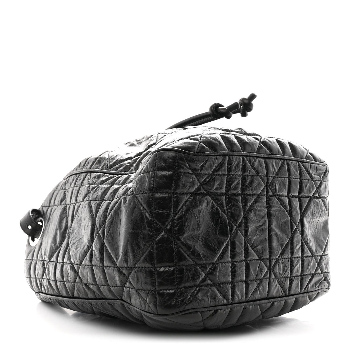 Crinkled Calfskin Macrocannage Medium D-Motion Bag Black wholesalehk.shop